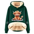 thumbnail image 1 of Bibifish Womens lined Hoodies cow Printed Drawstring long sleeve Hoodies With Pocket winter thermal Stylish Pullover Tops, 1 of 4