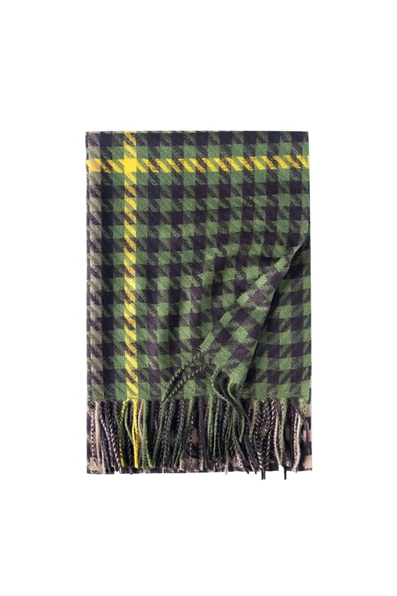 womens Houndstooth Scarf Warm Classic Retro Pattern Fringed Hem Thick Textured Neck Wrap Winter fall outings & Commute Outfits
