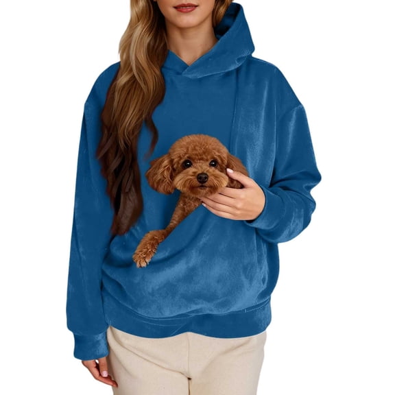 Bibifish womens fuzzy pet pouch hoodies long sleeve hoodies relaxed fit fluffy home lazy prt locomfortable winter daily hoodies