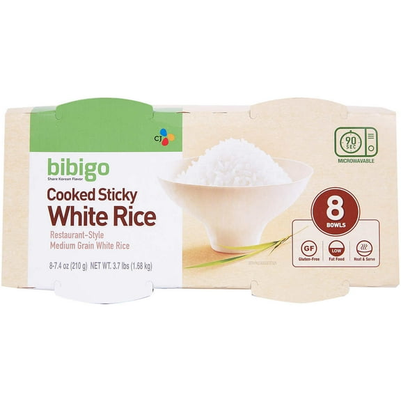 Bibigo Cooked Sticky White Rice, 7.4 Ounce (8 Count)