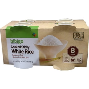 Bibigo Cooked Sticky White Rice, Restaurant-Style, Medium Grain White Rice, 7.4 oz. Bowls, 8 Count in Each Pack (Pack of 2, Total 16 Count)