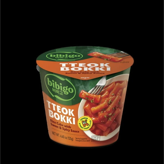 Bibigo Cup Tteokbokki Korean Street Food - Ricecakes with Hot & Spicy Sauce 2 pack x 125g- Convenient, Instant Snack 비비고 컵 떡볶이