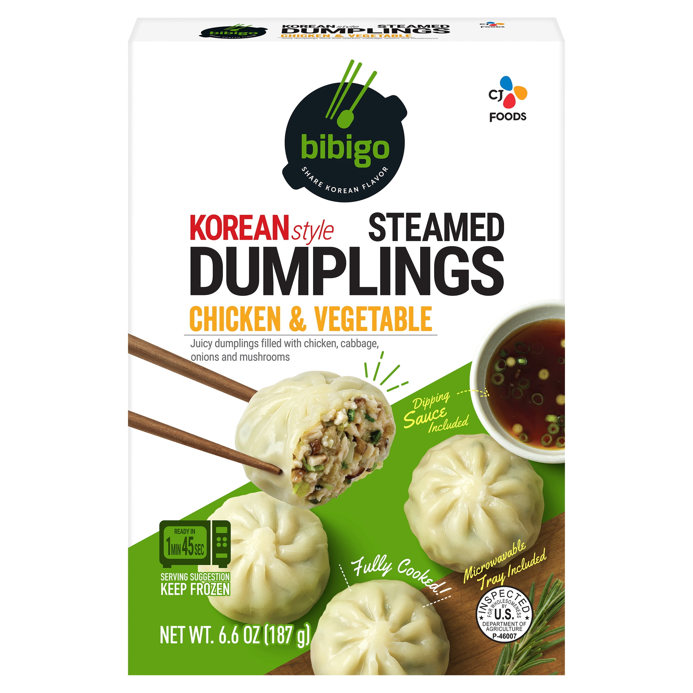 Bibigo Steamed Dumplings - Chicken and Vegetable, 6.6 oz (Frozen)