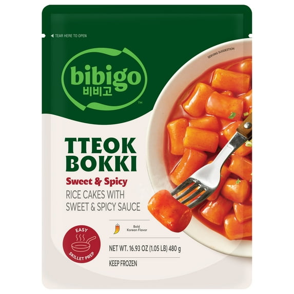 Bibigo Frozen Tteokbokki Rice Cakes with Sweet & Spicy Sauce, 16.8 oz