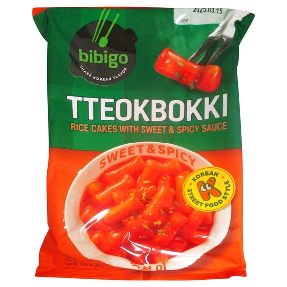 CJ Bibigo, Tteokbokki Rice Cakes, Sweet and Spicy, 12.69 Oz Bag