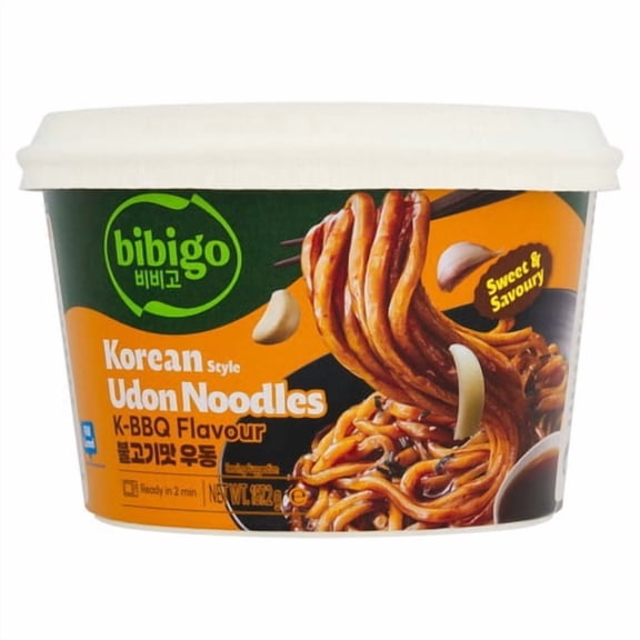 Bibigo Udon Noodles Korean BBQ flavour 187g, British Import (Pack of 3)