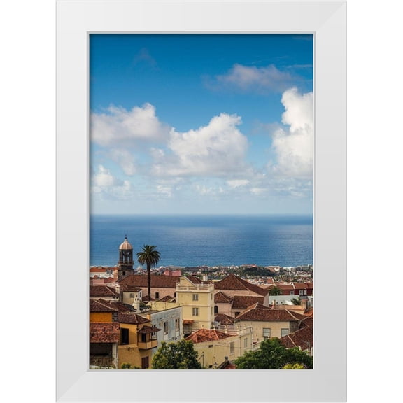 Bibikow, Walter 11x14 White Modern Wood Framed Museum Art Print Titled - Canary Islands-Tenerife Island-La Orotava-elevated town view