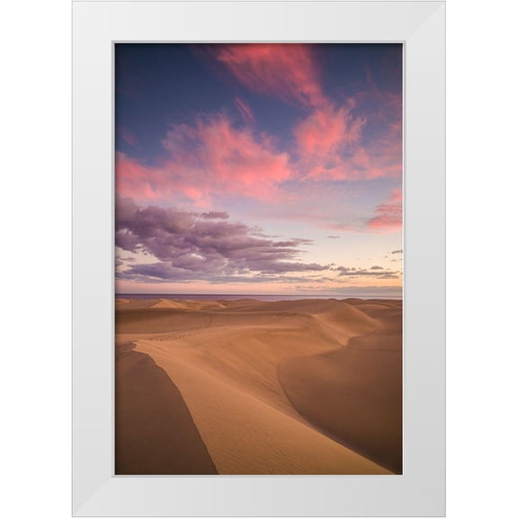 Bibikow, Walter 11x14 White Modern Wood Framed Museum Art Print Titled - Spain-Canary Islands-Gran Canaria Island-Maspalomas-Maspalomas Dunes National Park-dusk