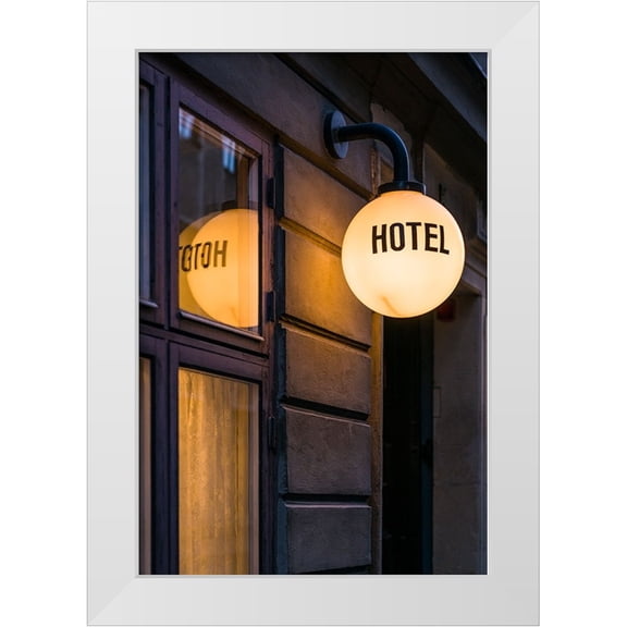 Bibikow, Walter 11x14 White Modern Wood Framed Museum Art Print Titled - Sweden-Stockholm-Gamla Stan-Old Town-hotel sign