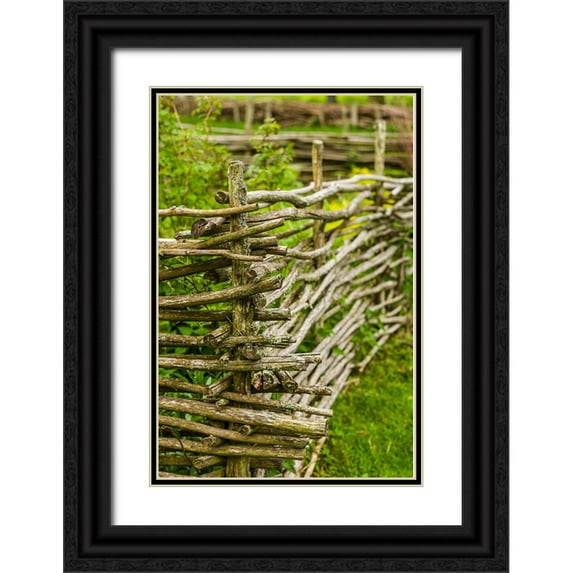 Bibikow, Walter 13x18 Black Ornate Wood Framed with Double Matting Museum Art Print Titled - Sweden-Bohuslan-Tanumshede-traditional architecture-wood fence