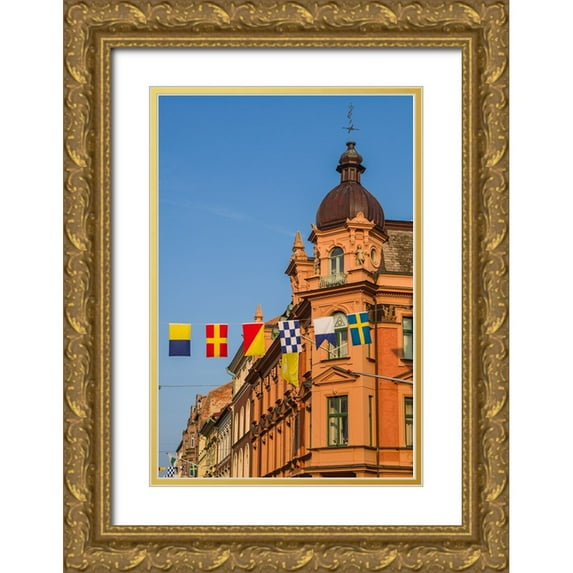 Bibikow, Walter 13x18 Gold Ornate Wood Framed with Double Matting Museum Art Print Titled - Southern Sweden-Karlskrona-street view of Ronneygatan street