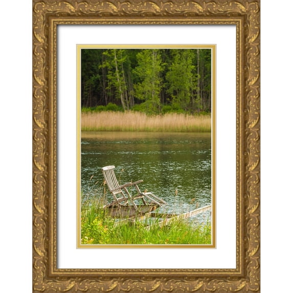Bibikow, Walter 13x18 Gold Ornate Wood Framed with Double Matting Museum Art Print Titled - Sweden-Bohuslan-Salto Island-wooden chair