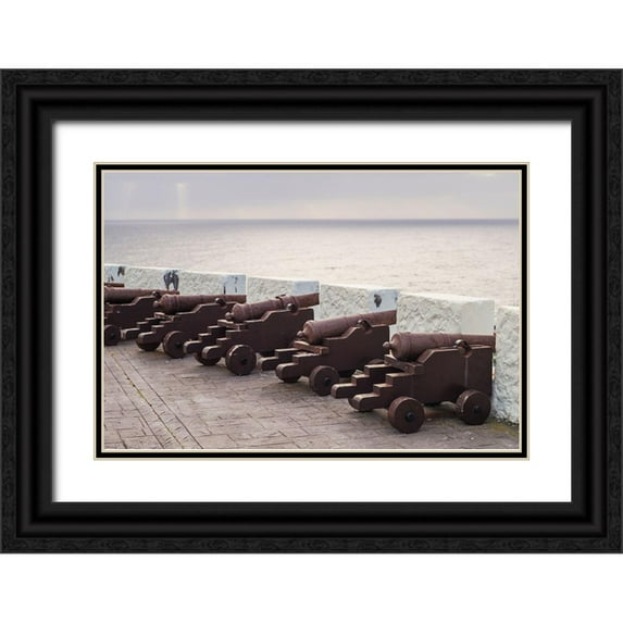 Bibikow, Walter 14x11 Black Ornate Wood Framed with Double Matting Museum Art Print Titled - Canary Islands-La Palma Island-Santa Cruz de la Palma-Castillo de la Virgen Fortress