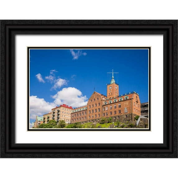 Bibikow, Walter 14x11 Black Ornate Wood Framed with Double Matting Museum Art Print Titled - Sweden-Vastragotland and Bohuslan-Gothenburg-harbor buildings