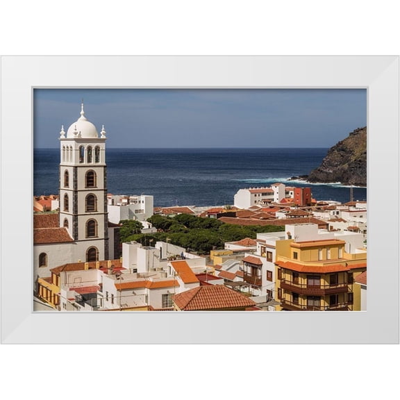 Bibikow, Walter 14x11 White Modern Wood Framed Museum Art Print Titled - Canary Islands-Tenerife Island-Garachico-elevated town view with the Iglesia de Santa Ana church