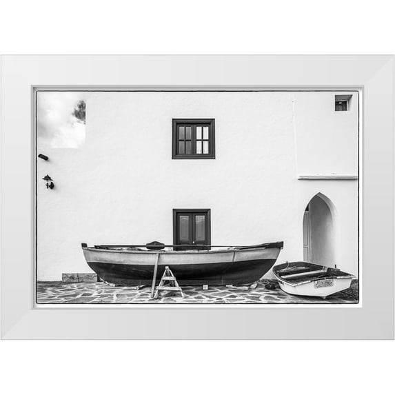 Bibikow, Walter 14x11 White Modern Wood Framed Museum Art Print Titled - Spain-Canary Islands-Fuerteventura Island-Pozo Negro-fishing boats