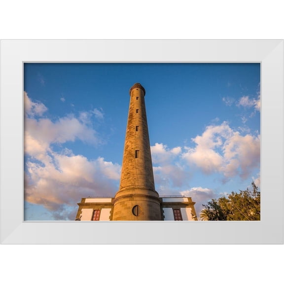 Bibikow, Walter 14x11 White Modern Wood Framed Museum Art Print Titled - Spain-Canary Islands-Gran Canaria Island-Maspalomas-Maspalomas Lighthouse-sunset