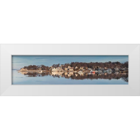Bibikow, Walter 14x7 White Modern Wood Framed Museum Art Print Titled - New England-Massachusetts-Cape Ann-Gloucester-Annisquam Harbor-winter-dawn