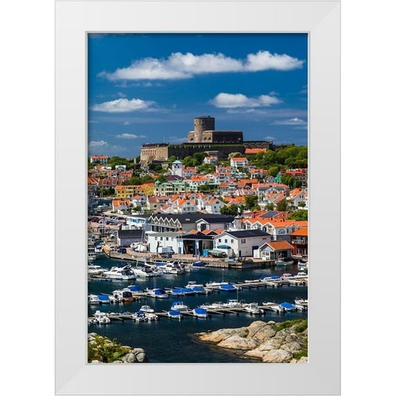 Bibikow, Walter 17x24 White Modern Wood Framed Museum Art Print Titled - Sweden-Bohuslan-Marstrand-island town view with the 17th century Carlsten fortress