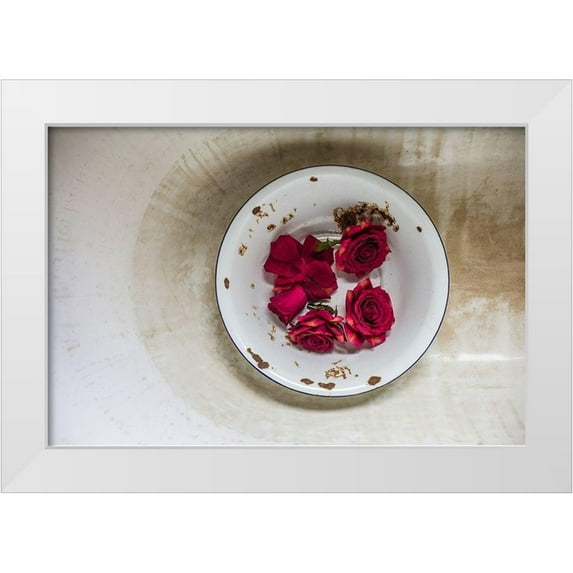 Bibikow, Walter 18x13 White Modern Wood Framed Museum Art Print Titled - Canary Islands-Tenerife Island-La Orotava-roses in antique dish