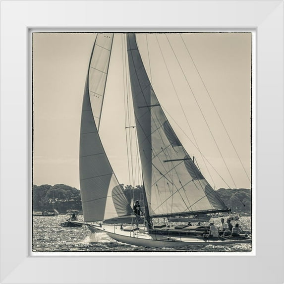 Bibikow, Walter 20x20 White Modern Wood Framed Museum Art Print Titled - New England-Massachusetts-Cape Ann-Gloucester-Gloucester Schooner Festival-schooner parade of sail