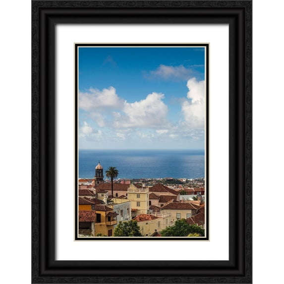 Bibikow, Walter 23x32 Black Ornate Wood Framed with Double Matting Museum Art Print Titled - Canary Islands-Tenerife Island-La Orotava-elevated town view