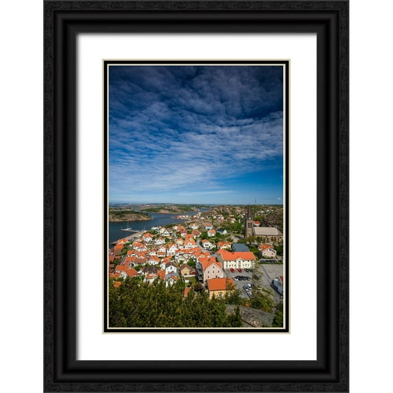 Bibikow, Walter 23x32 Black Ornate Wood Framed with Double Matting Museum Art Print Titled - Sweden-Bohuslan-Fjallbacka-elevated town view from the Vetteberget cliff