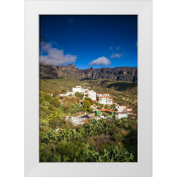 Bibikow, Walter 23x32 White Modern Wood Framed Museum Art Print Titled - Spain-Canary Islands-Gran Canaria Island-San Bartolome de Tirajana-high angle view of town