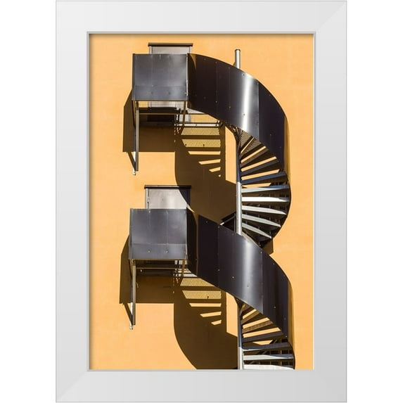 Bibikow, Walter 23x32 White Modern Wood Framed Museum Art Print Titled - Sweden-Norrkoping-early Swedish industrial town-circular staircase