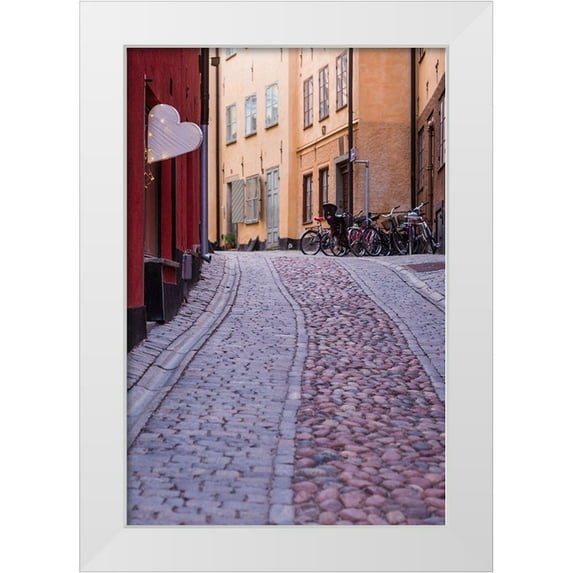 Bibikow, Walter 23x32 White Modern Wood Framed Museum Art Print Titled - Sweden-Stockholm-Gamla Stan-Old Town-Royal Palace-old town street