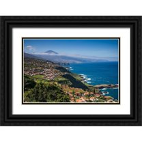 Bibikow, Walter 24x17 Black Ornate Wood Framed with Double Matting Museum Art Print Titled - Canary Islands-Tenerife Island-El Sauzal-elevated view of the west coast and El Teide Mountain