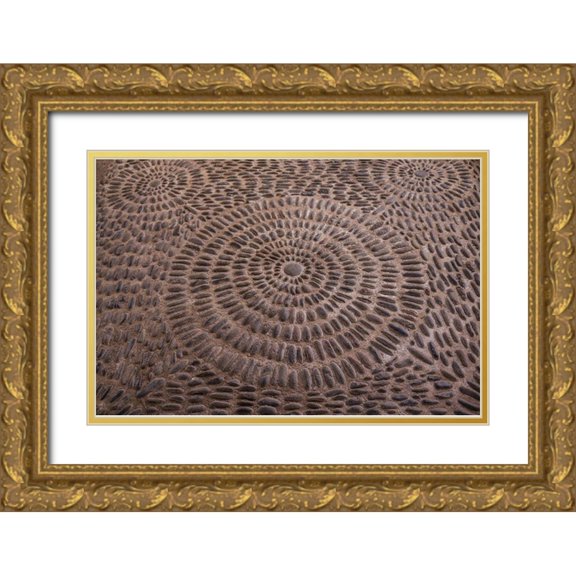 Bibikow, Walter 24x17 Gold Ornate Wood Framed with Double Matting Museum Art Print Titled - Canary Islands-Tenerife Island-Garachico-Iglesia de Santa Ana church-floor pattern