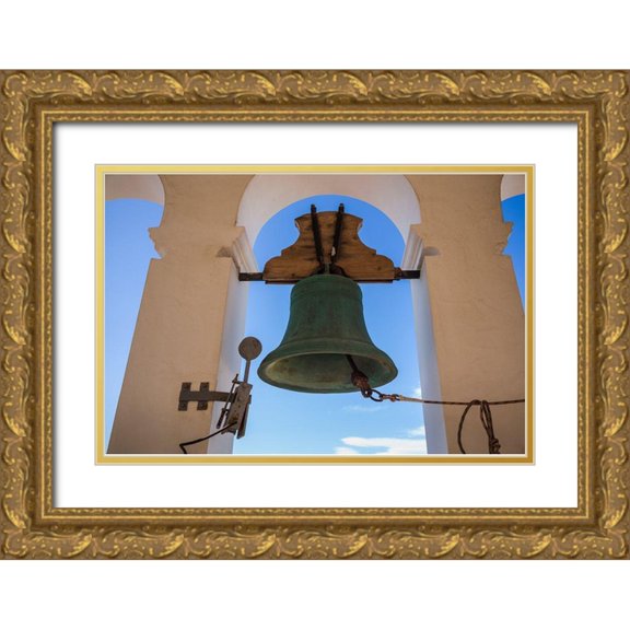 Bibikow, Walter 24x17 Gold Ornate Wood Framed with Double Matting Museum Art Print Titled - Canary Islands-Tenerife Island-Garachico-Iglesia de Santa Ana church-church bell