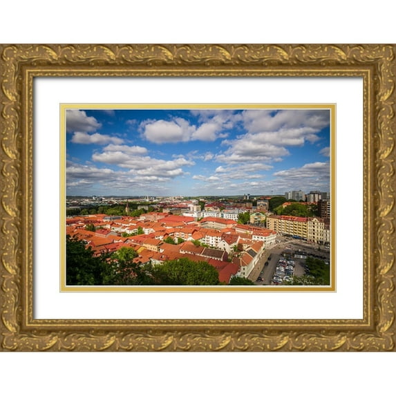 Bibikow, Walter 24x17 Gold Ornate Wood Framed with Double Matting Museum Art Print Titled - Sweden-Vastragotland and Bohuslan-Gothenburg-high angle city view from the Skansparken-late afterno