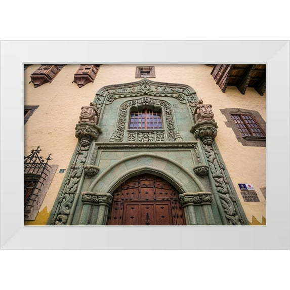 Bibikow, Walter 24x17 White Modern Wood Framed Museum Art Print Titled - Spain-Canary Islands-Gran Canaria Island-Las Palmas de Gran Canaria-Casa Museo de Colon-exterior