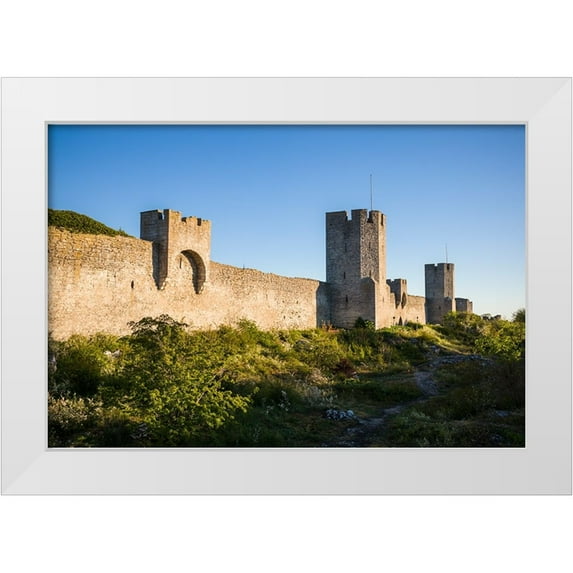 Bibikow, Walter 24x18 White Modern Wood Framed Museum Art Print Titled - Sweden-Gotland Island-Visby-12th century city wall-most complete medieval city wall in Europe