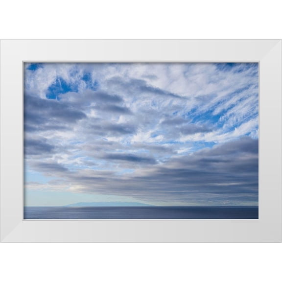 Bibikow, Walter 32x23 White Modern Wood Framed Museum Art Print Titled - Canary Islands-La Palma Island-Puerto Naos-dramatic sky and view towards El Hierro Island