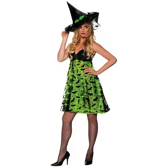 Bibity Bobity Boo Light Up Witch Adult Costume Green - Small