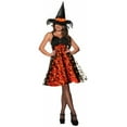 thumbnail image 1 of Bibity Bobity Boo Light Up Witch Adult Costume Orange - Small, 1 of 1