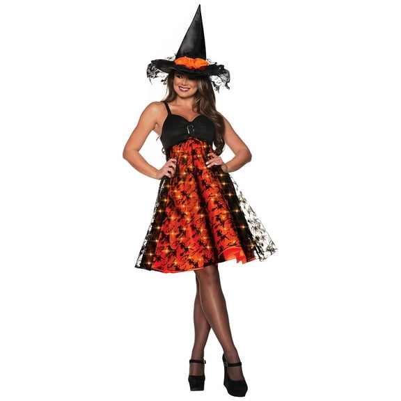 Bibity Bobity Boo Light Up Witch Adult Costume Orange - X-Large