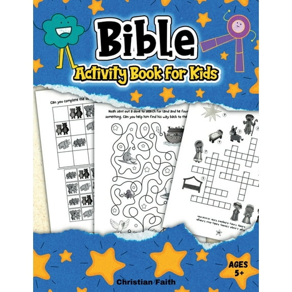 Bible Activity Book for Kids: A Bible Themed Puzzle Book for Children Ages 5+ Including Mazes, Spot the Difference, Colo, (Paperback)