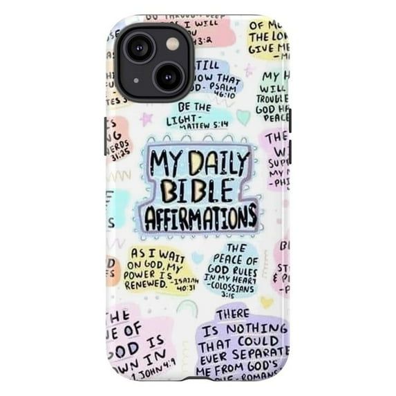 Bible Affirmation Phone Case, Inspirational Scripture Art iPhone Cover, Faith Based Christian Quote Case for iPhone 16 15 14 13 12 11 Plus Pro Max Mini