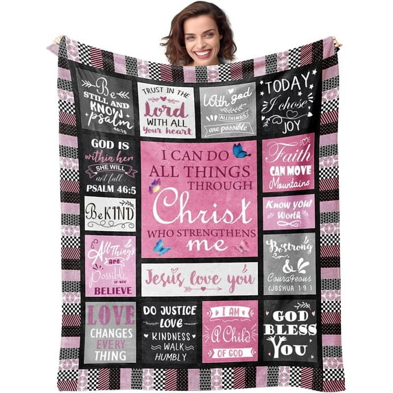 Bible Blanket Christian Sympathy Blanket Inspirational Gifts for Women Christ Jesus Loves You Blessed Soft Throw Blanket Religious Gifts for Women for Praying Faith Men Woman 50"x60"