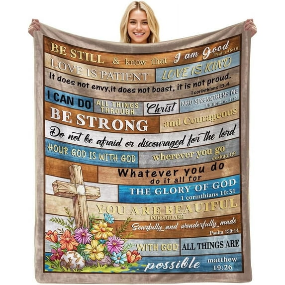 Bible Blanket Religious Gifts for Women I Am A Child of God 50X60 Throw Blanket Christmas Faith Gifts for Christian Women Jesus Gifts for Woman Bible Verse Throw and Blanket for Godmother
