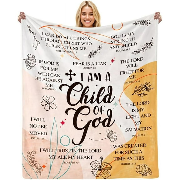 Bible Blanket Religious Throw - Beautiful 50x60 Throw Blanket for Women, Christmas Faith Gifts for Christian Women, Jesus Gifts for Woman, Bible Verse Throw and Blanket for Godmother