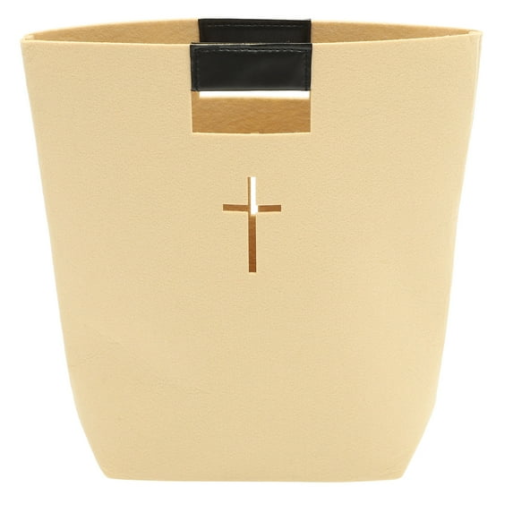 Supvox 1Pc Beige Felt Bible Carrying Case with PU Handle Large Storage Capacity for Travel