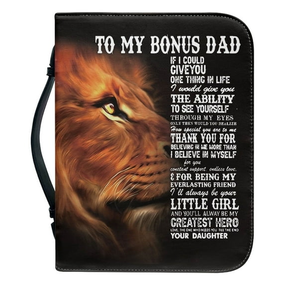 Bible Cover Black A Man of God Cover PU Holder Handle Zipper with Name for Church