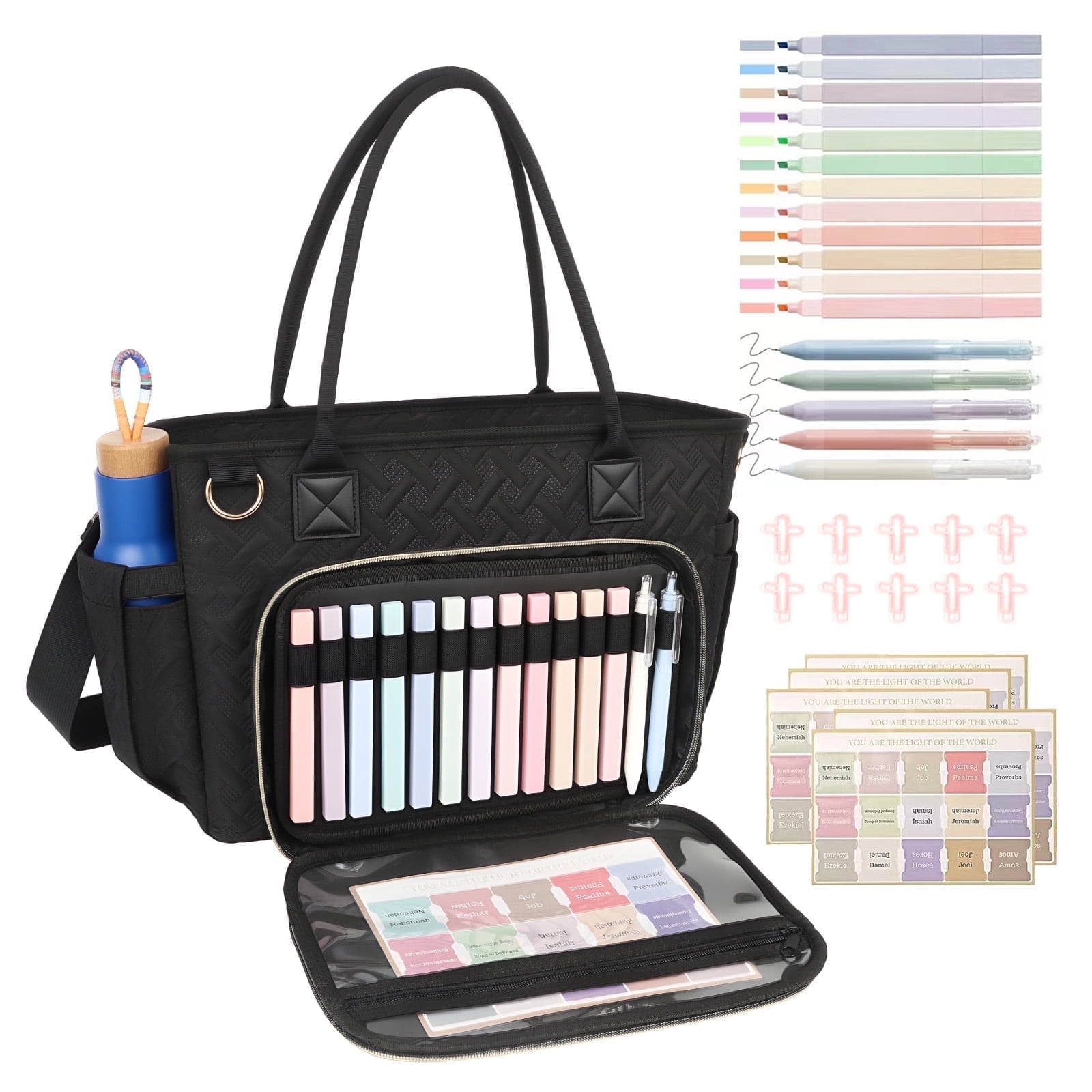 LESANM Teacher Tote Bag, Bible Cover Case with Bible Study Supplies and Shoulder Strap, Christian Bible Tote Carry Bag Case, Laptop Bag for Women Work Bags