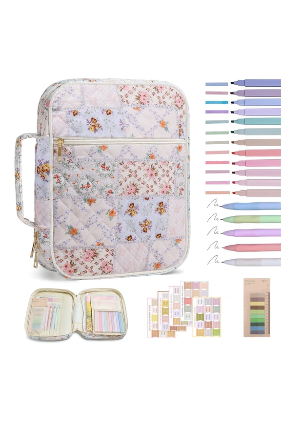 Bible Cover Case for Women Large Bible Bags with Durable Handle Quilted Carrying Case Church Book Holder Bible Study Supplies Accessories for Christian Gifts