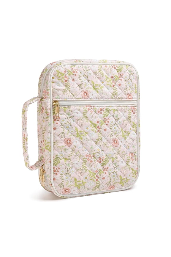 Bible Cover Case for Women,Large Bible Tote Bags Organizer Quilted Carrying Case with Durable Handle ,Bible Study Supplies Accessories Christian Gifts for Women